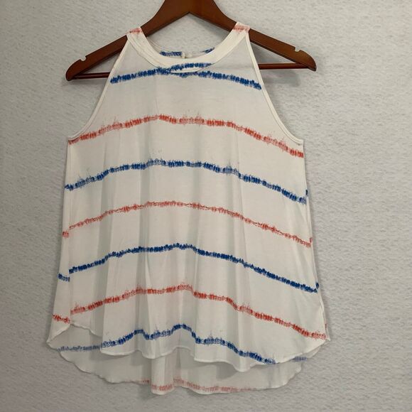 Old Navy Top Women L Red White Blue Halter HiLo Patriotic Tie Dye Comfy Nautical - Picture 11 of 12
